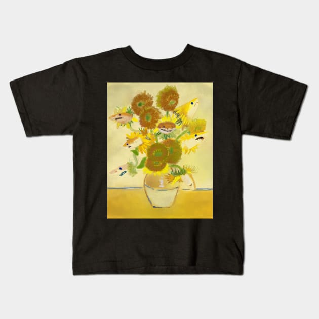 Sunflowers Kids T-Shirt by rapidpunches